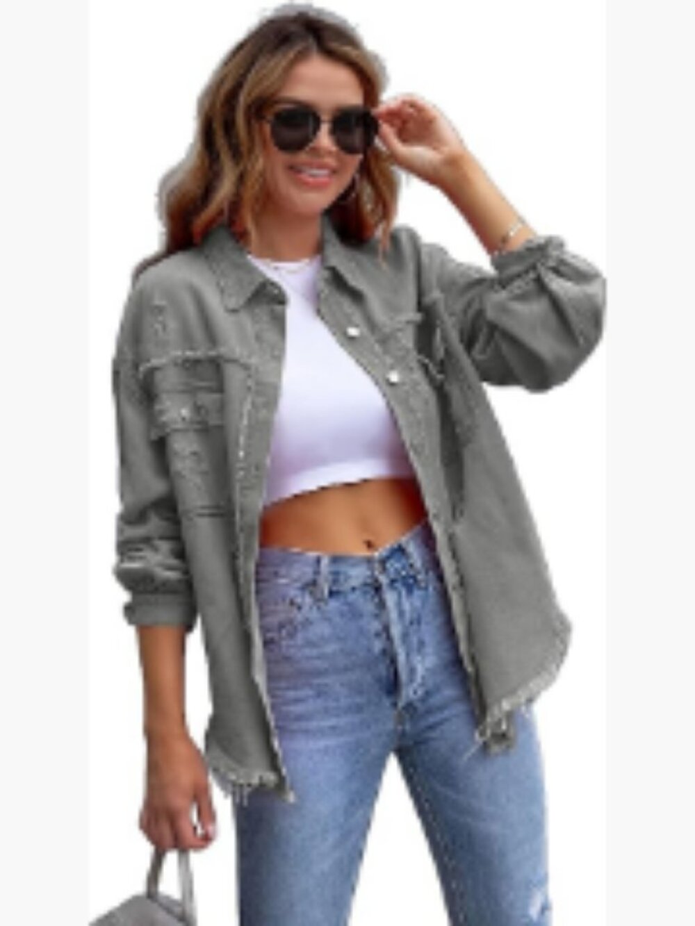 Denim Jacket with Pockets, Oversized Fit, Casual Button Down